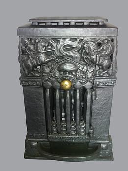 KAMIN, gjutjärn, jugendstil, efter Hans W Larsen, sent 1900-tal.