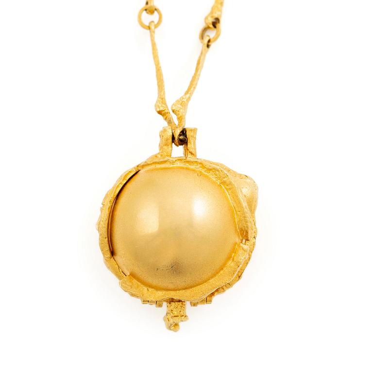 Björn Weckström, collier med klocka "Sun Dial", 18K guld, Finland 1974. För Lapponia.