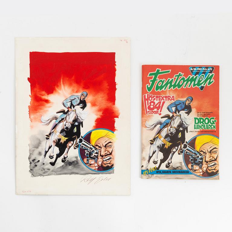 Rolf Gohs, gouache & inkk, 3, signed. Covers for Fantomen, 1980's.
