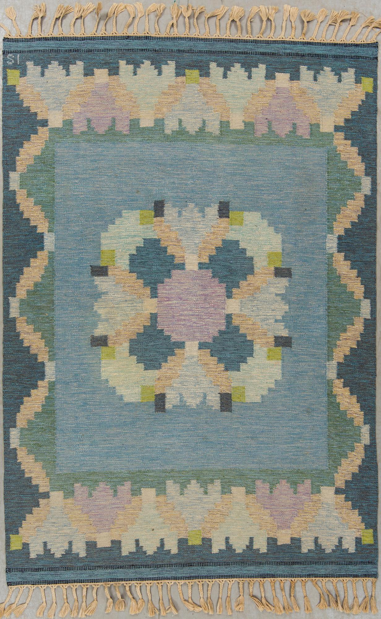 MATTA, rölakan, monogramsignerad IS, Ingegerd Silow. 1900-talets andra hälft. Ca 202 x 139 cm.