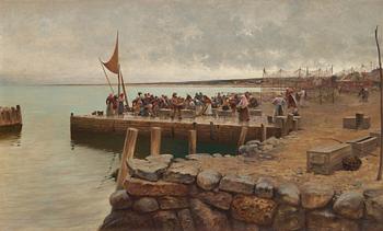 510A. August Hagborg, "Fiskare i Torekovs hamn" (Fishermen in the harbour of Torekov, Sweden).