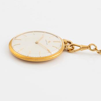 Certina, 18Kpocket watch with chain in 18K gold, 40 mm.