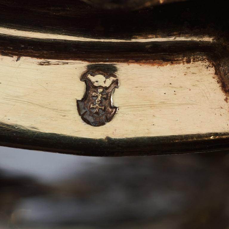 A Polish 17th century parcel-gilt tankard, makers mark of Melcher Jaske, Gedansk (1664-1678).