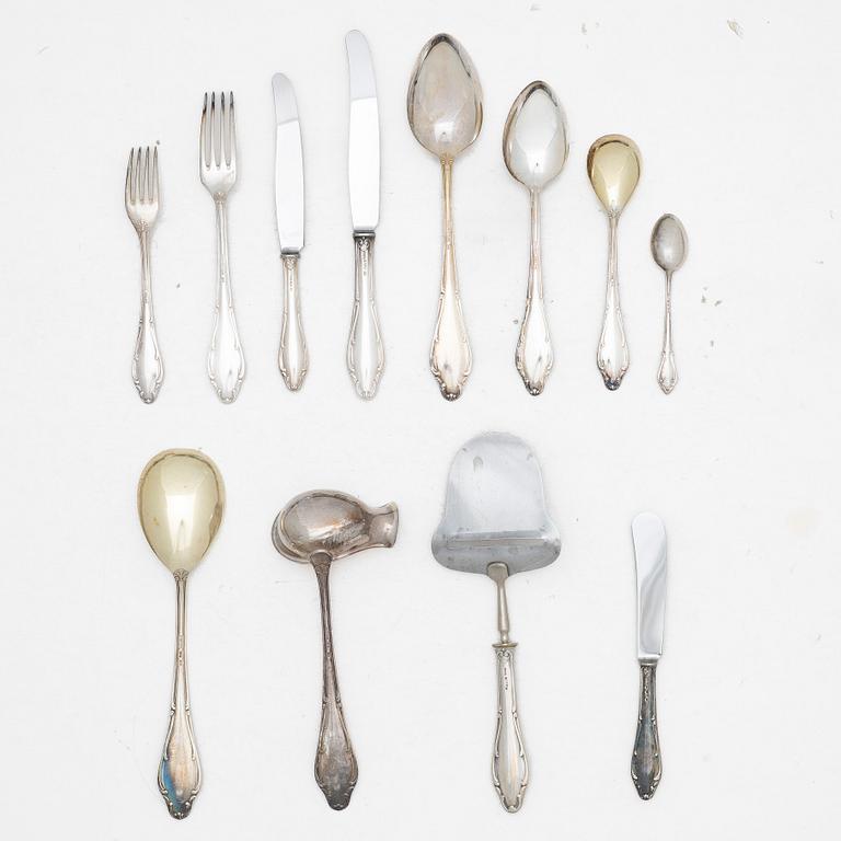 Besticksuppsättning, silver, ca 82 delar, "Märtha", MGAB, Uppsala, 1949-1952.
