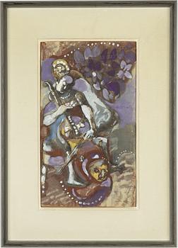 Endre Nemes, tempera on paper, signed.