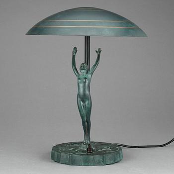 BORDSLAMPA, brons, art deco, 1920-tal.