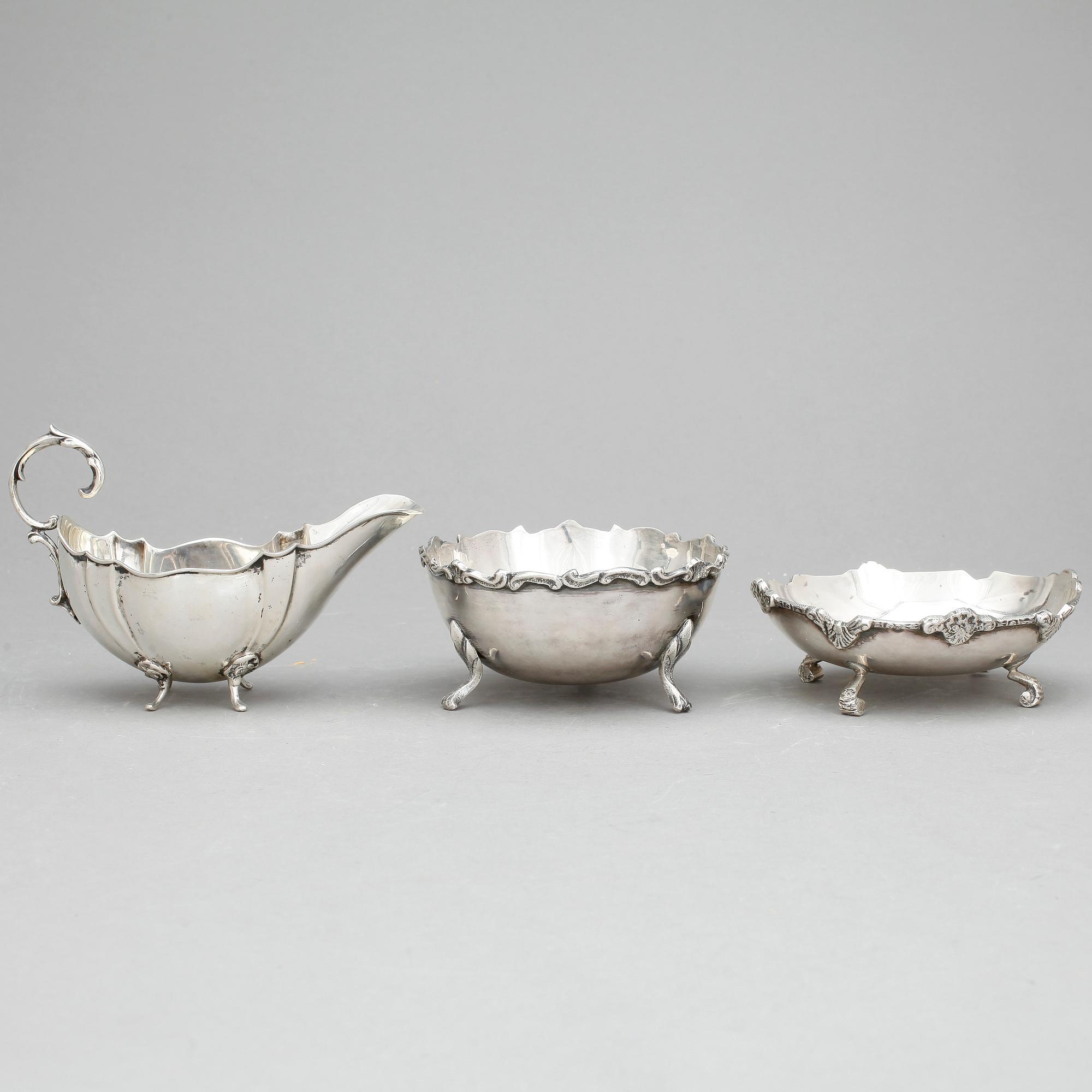 PARTI SILVER, 3 delar, bla Egypten och Tyskland, 1900-tal. Tot vikt 320 gram.