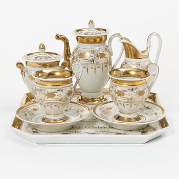 Coffee service, 6 pieces, porcelain, tête à tête, Empire, first half of the 19th century.