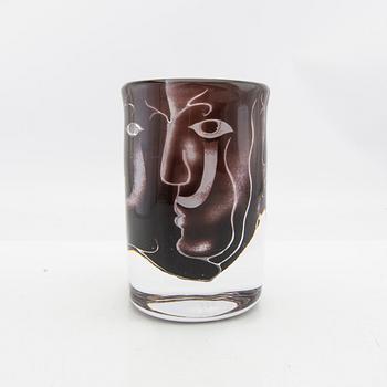 Ingeborg Lundin, an 'Ariel' glass vase, "Faces", Orrefors, Sweden 1975.