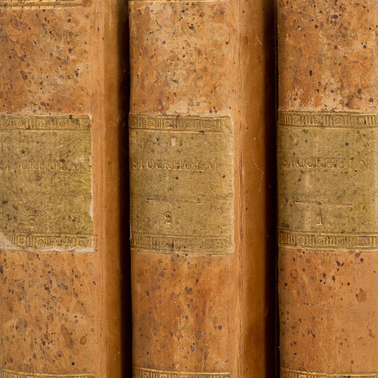 BÖCKER, 3 vol. "Stockholm" av Johan Elers, 1800-1801.