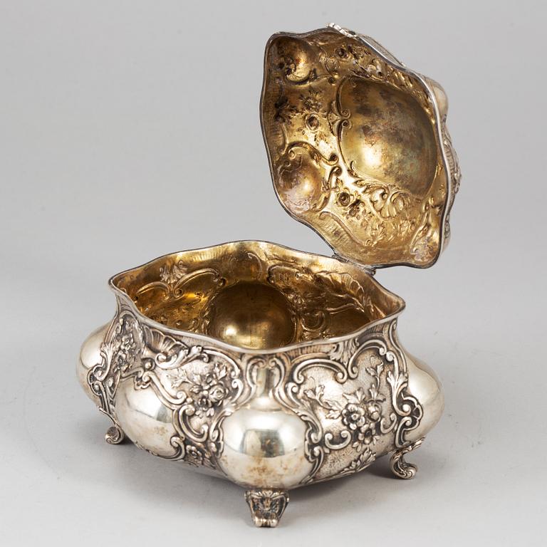 A German late 19th century silver sugar-box.