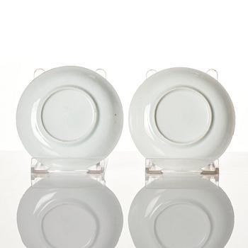 A pair of famille rose miniature cups with stands, Qing dynasty, 18th Century.