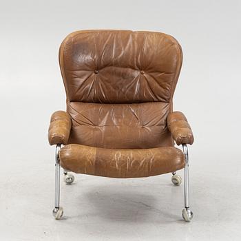 A Swedish leather easy chair, 1970's.