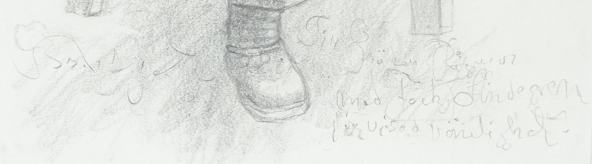 Bror Hjorth, pencil drawing, signed Bror Hjort.