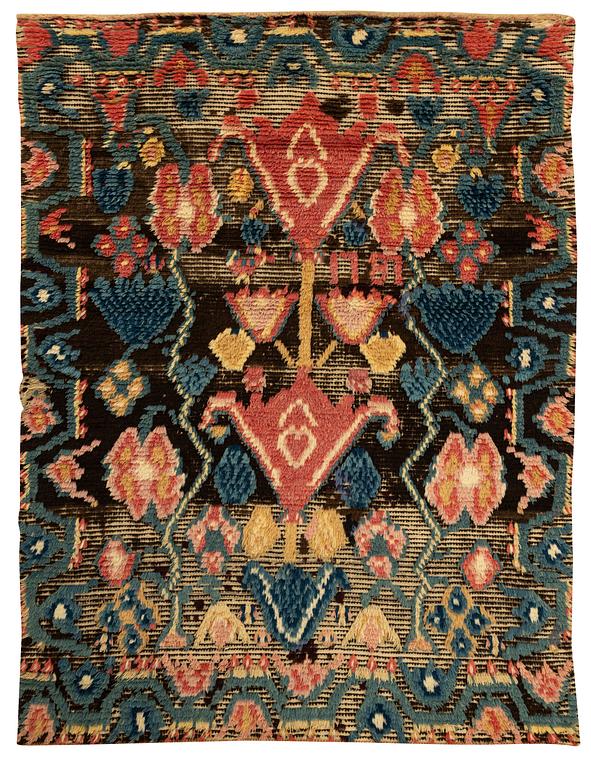 A bed cover, knotted pile, ca 182,5 x 138 cm, Sweden - Finland, dated 1787.