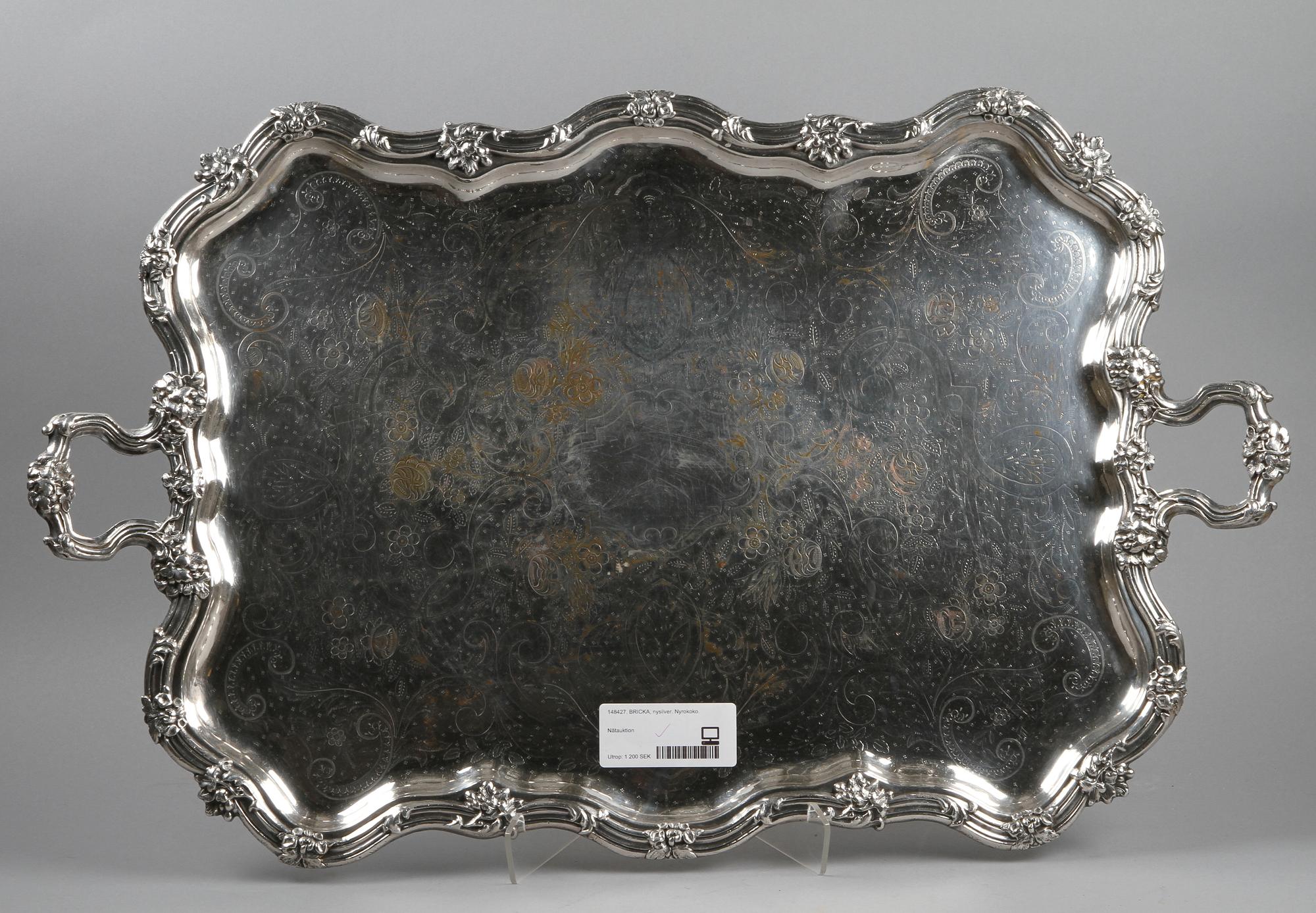 BRICKA, nysilver, nyrokoko, omkring 1900.