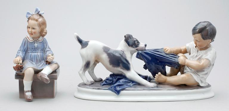 FIGURINER, 2 st, porslin, Dahl Jensen, Köpenhamn, Danmark.