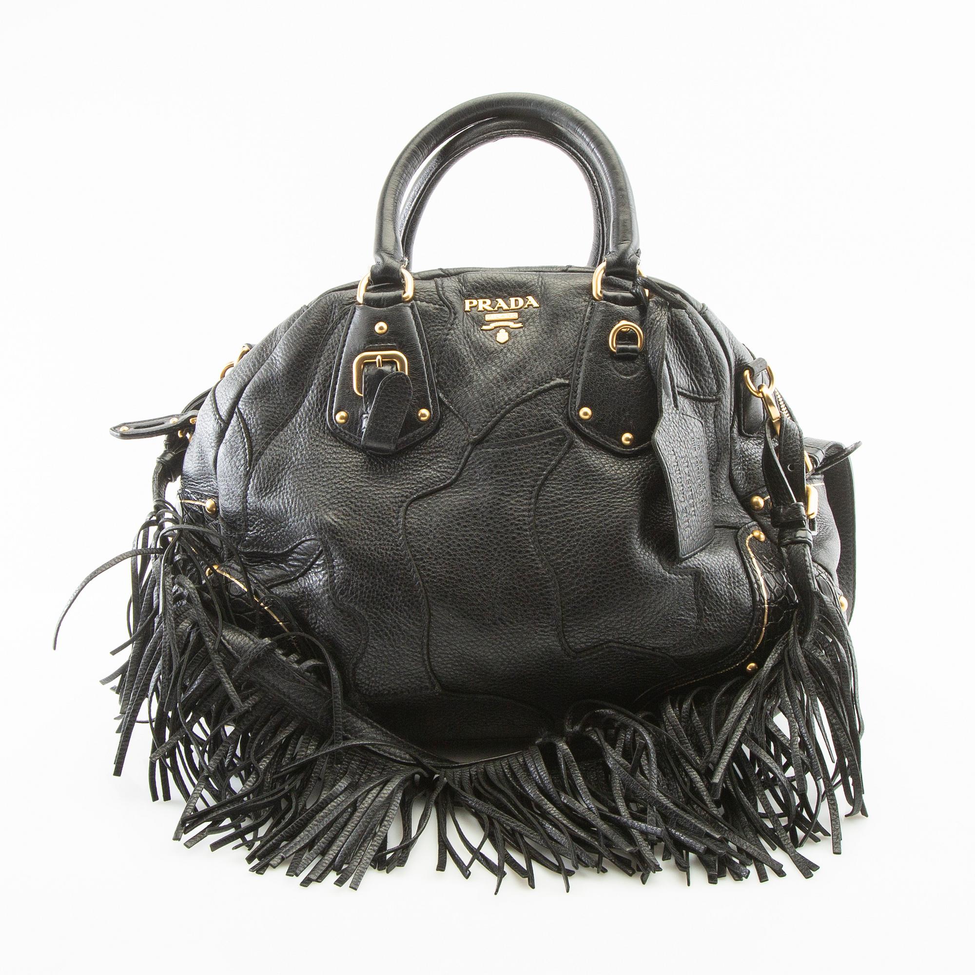 Prada, Väska "Cervo Patch Bauletto Fringe Bag".