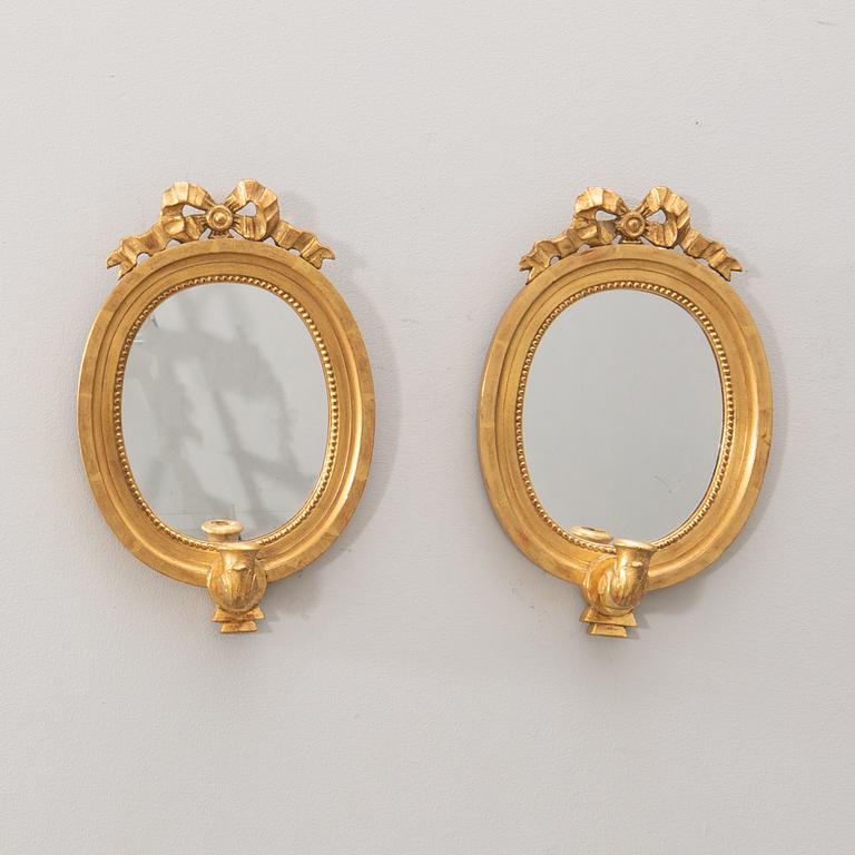 Spegellampetter ett par gustaviansk stil, 1900-tal.