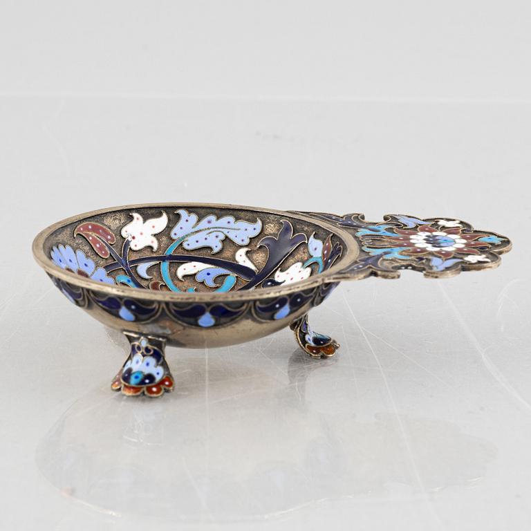 A Russian Silver and Enamel Kovsh, Moscow 1891.