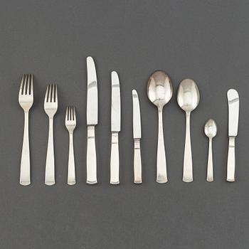 A 107-pcs part silver flatware service "Rosenholm", GAB, Sweden, 1960s.