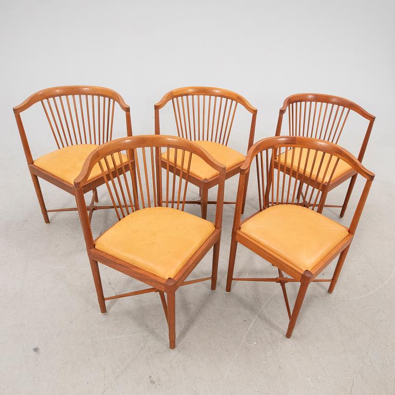 Børge Mogensen, a set of five Ruder Konge mahogany chairs from Sørgeborg Møbelfabrik, Denmark.