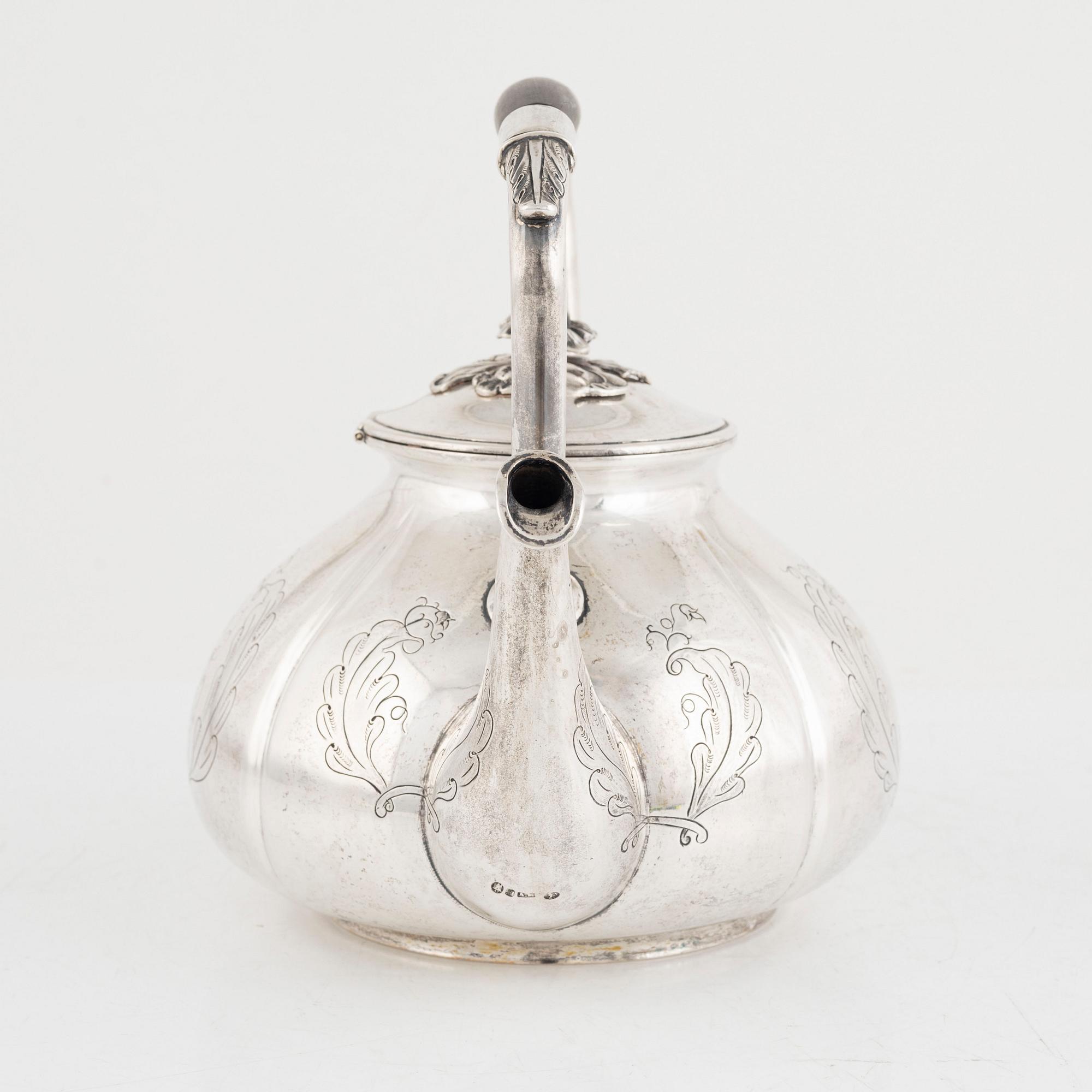 Anton Michelsen, tekanna, silver, Köpenhamn 1847.