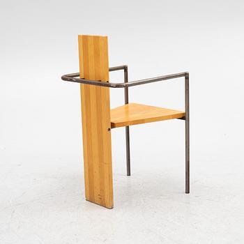 Jonas Bohlin. Armchair, wood and steel tubing, "Concrete", Källemo, Värnamo.