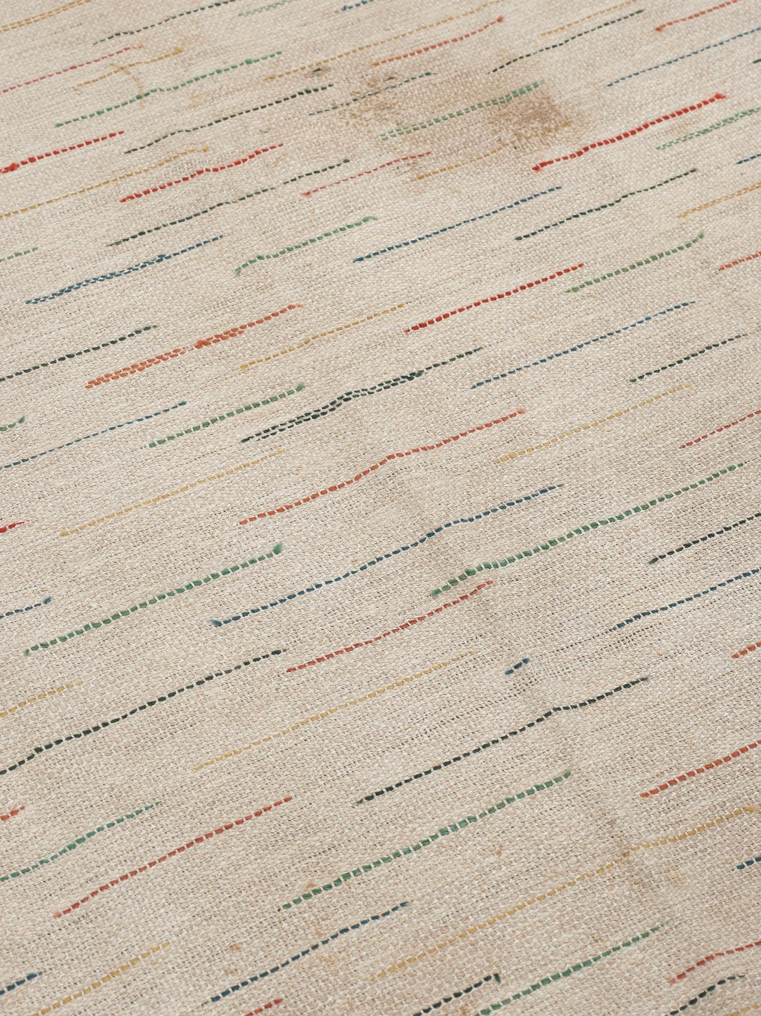 TEXTILE. Flat weave. 84 x 84 cm. Signed MMF.