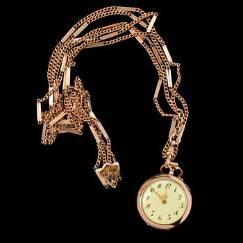 DAMFICKUR, 14k guld, tidigt 1900-tal. Tot ca 20 gr.