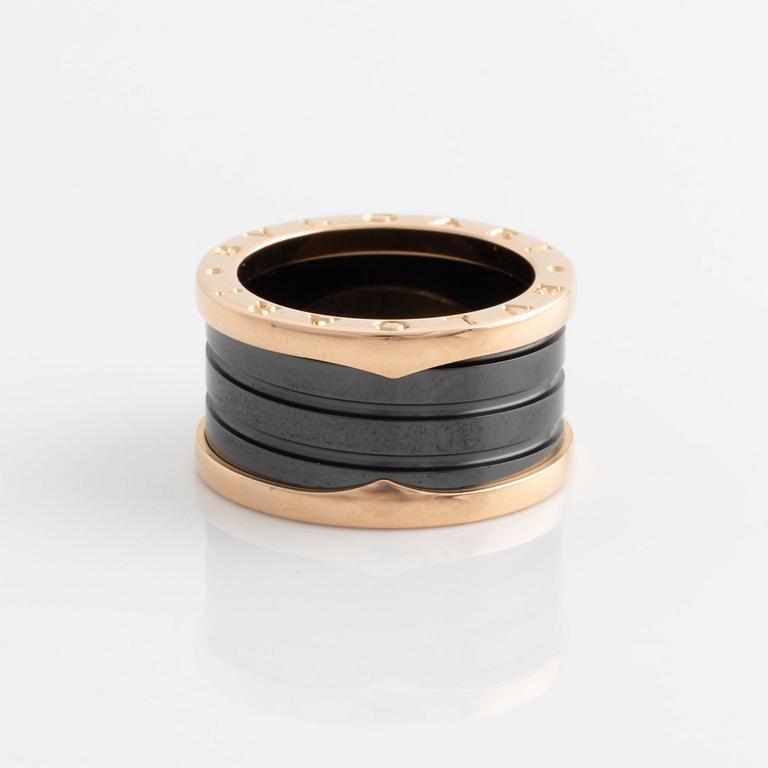 Bulgari, ring, "B.zero1", 18K rose gold and black ceramic.