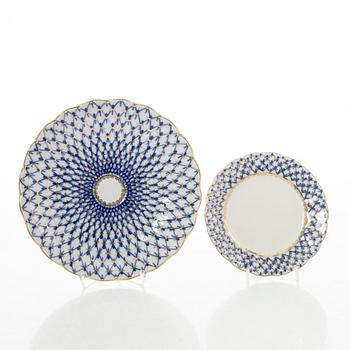 Coffee and tea service, 32 pieces, "Cobalt Net", Lomonosov, Soviet Union.