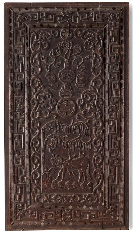 Paneler, tre stycken, hardwood, Qingdynastin.