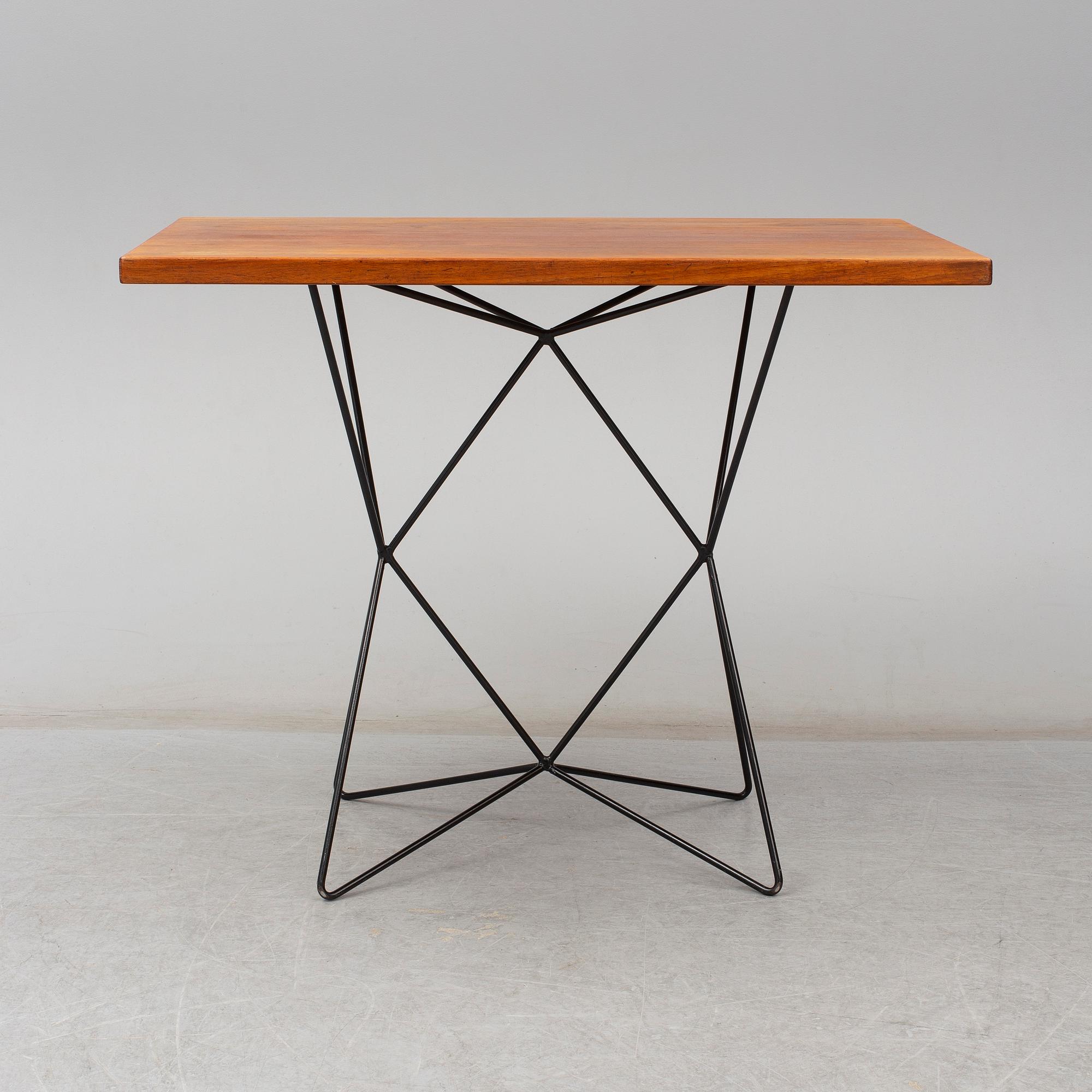 BENGT JOHAN GULLBERG, 'A2/Triple height table', steel and teak veneer, designed c.1952.