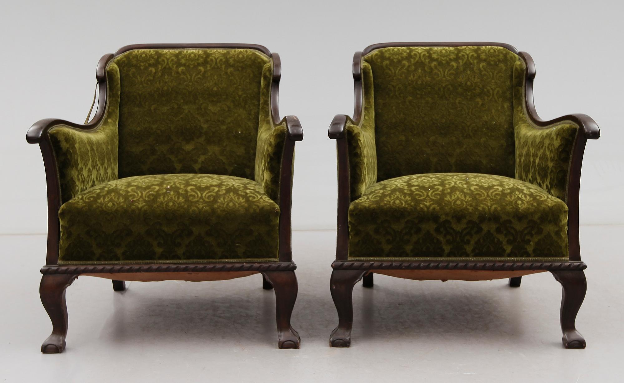 FÅTÖLJER, 1 par, 1900-talets första hälft.