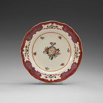 1587. A famille rose dish with Persian inscription, Qing Dynasty, Qianlong (1736-95).