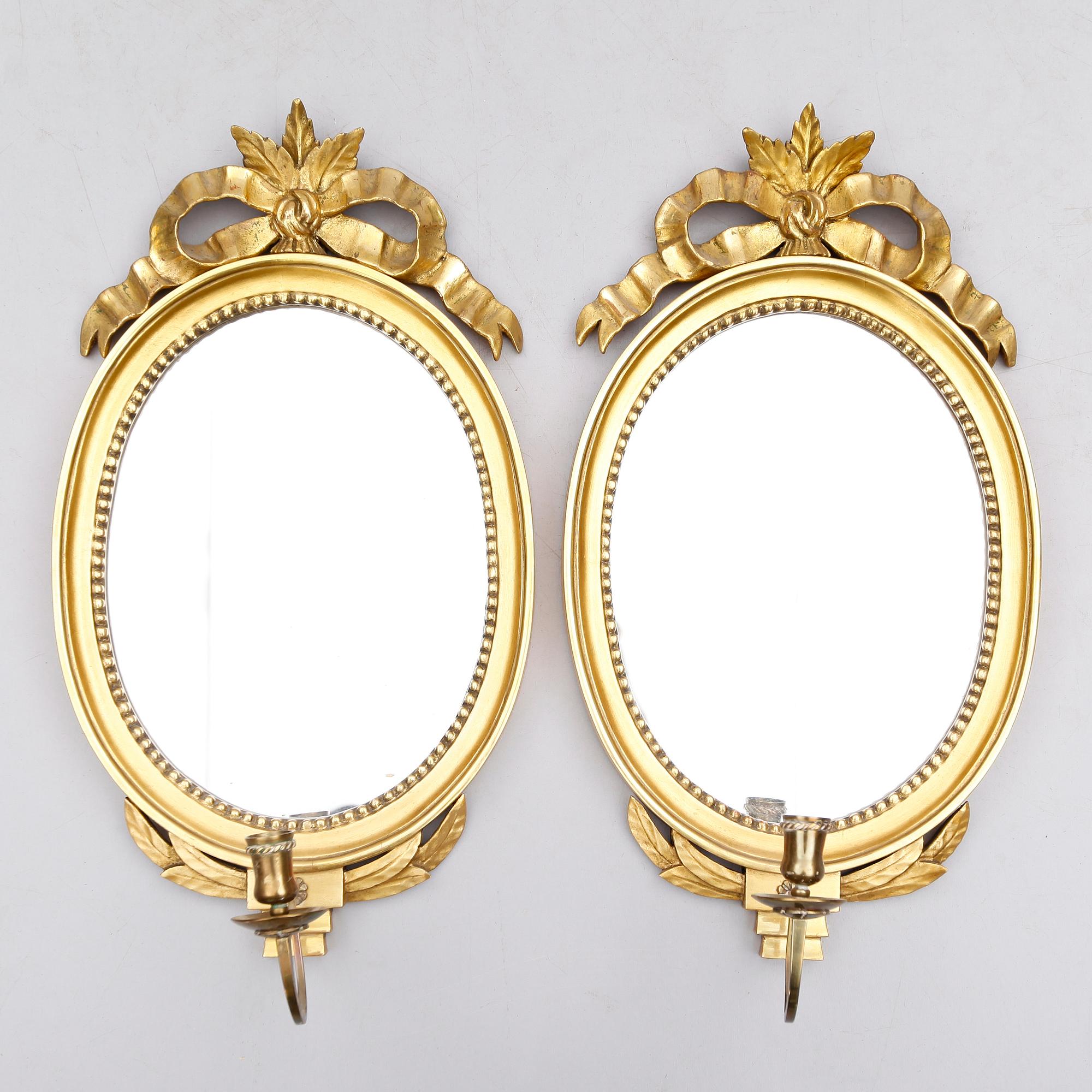 SPEGELLAMPETTER, 1 par, gustaviansk stil, 1900-talets andra hälft.