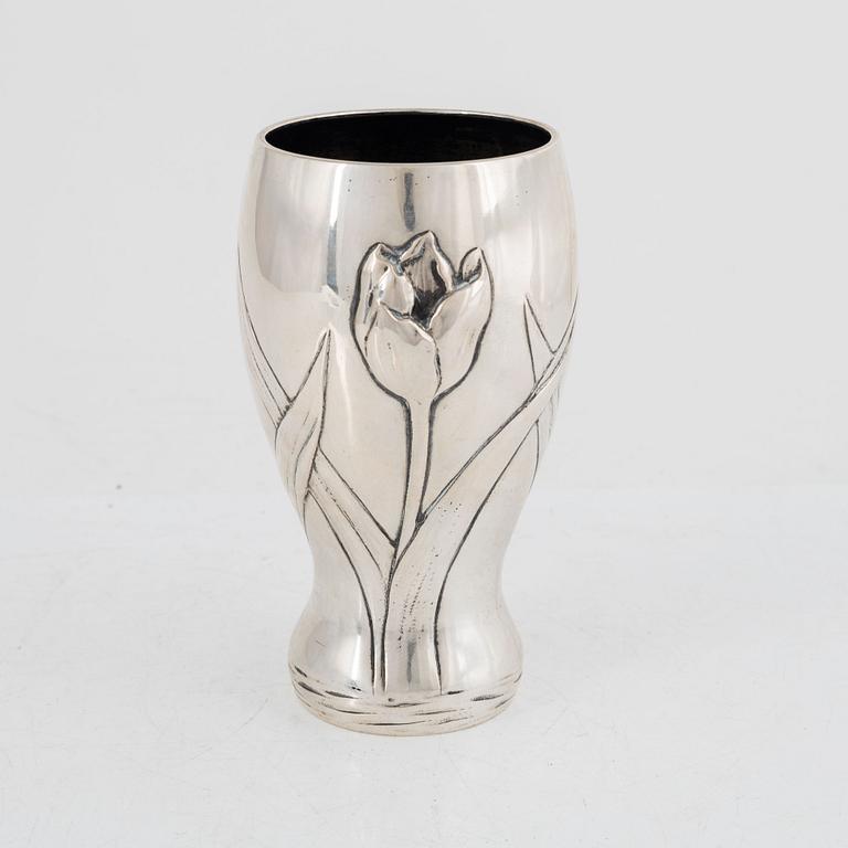 An Art Nouveau silver vase, Copenhagen, 1912.