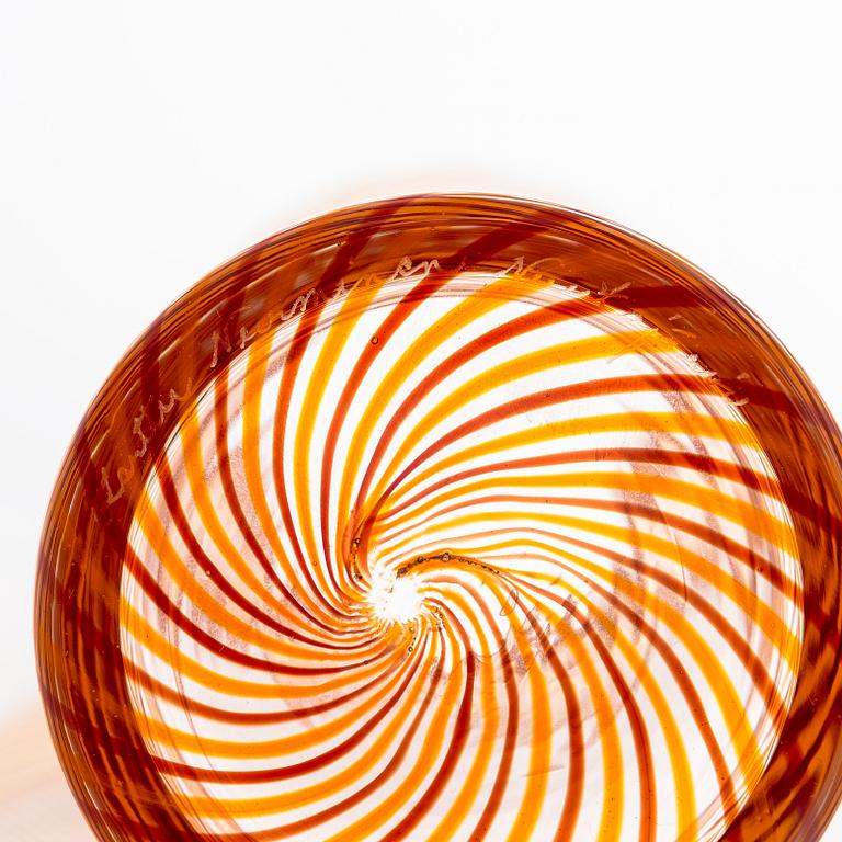 Kerttu Nurminen, vas och fat, "Palazzo", filigranglas, signerad Kerttu Nurminen Nuutajärvi.