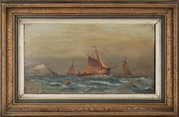 OKÄND KONSTNÄR, olja på pannå, otydligt signerad samt daterad 1879.