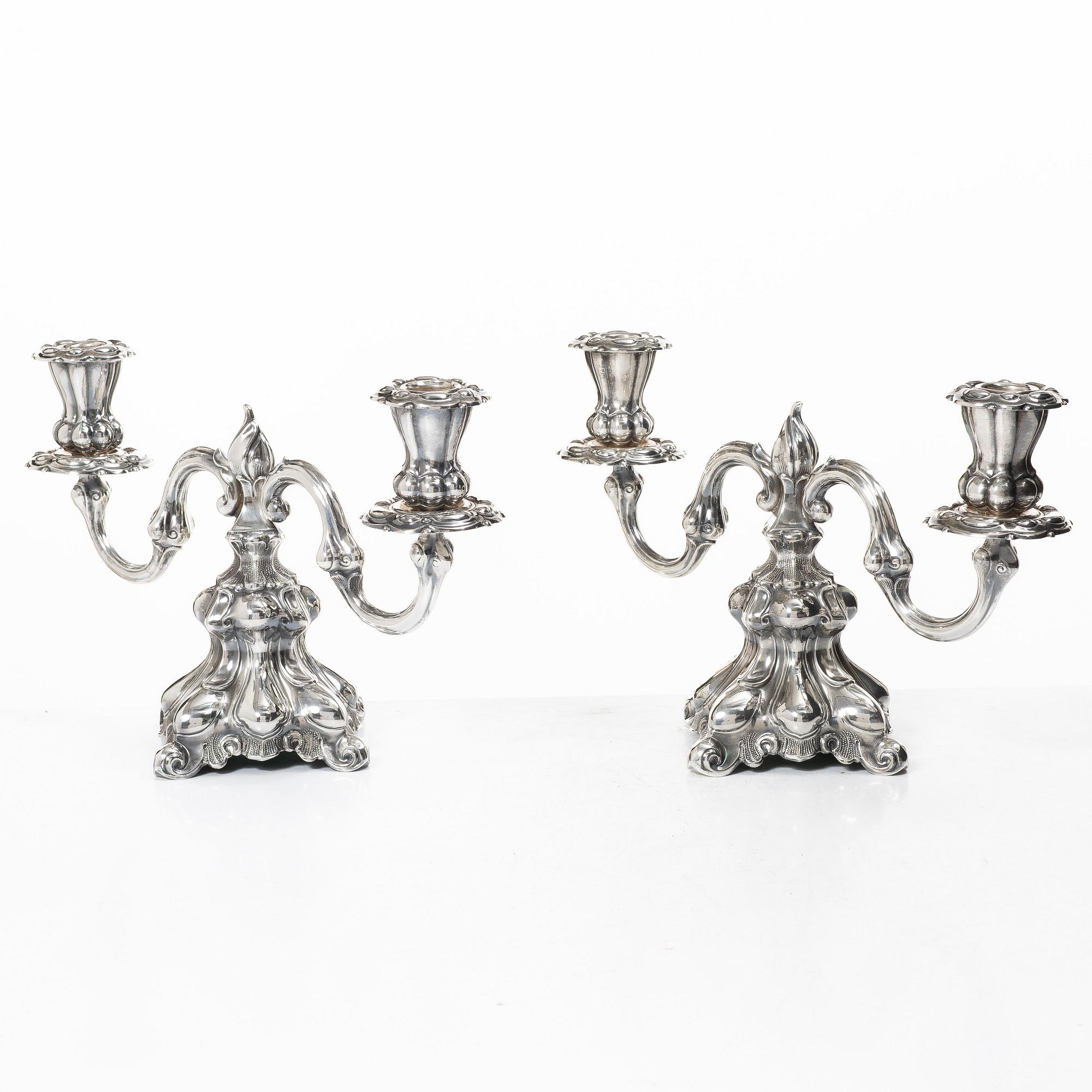 Candelsticks, a pair, silver, Baroque style, 20th century.