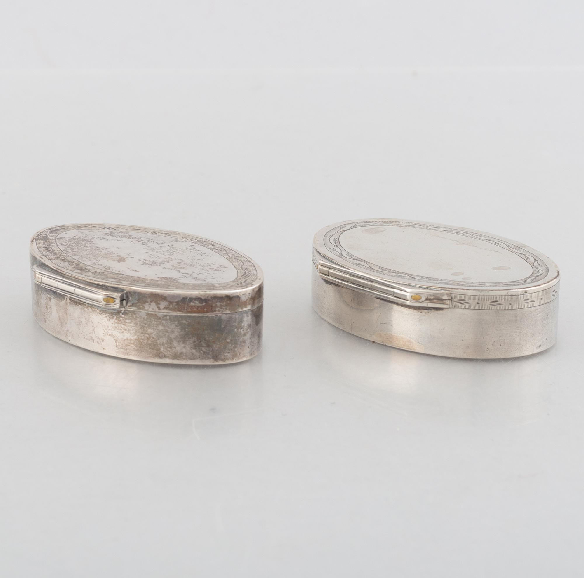 Two Swedish Silver Boxes, first half of the 19th Century.
