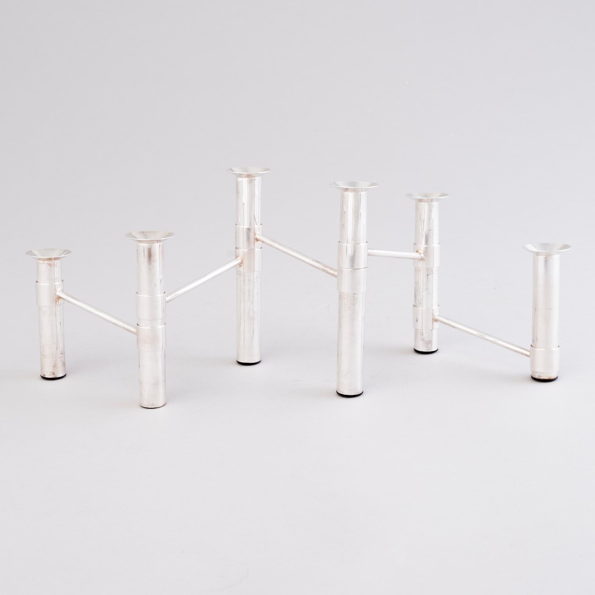 TAPIO WIRKKALA, KANDELABER, numrerad "Serieljusstake Nonstop", silver, Kultakeskus Tavastehus 2007.