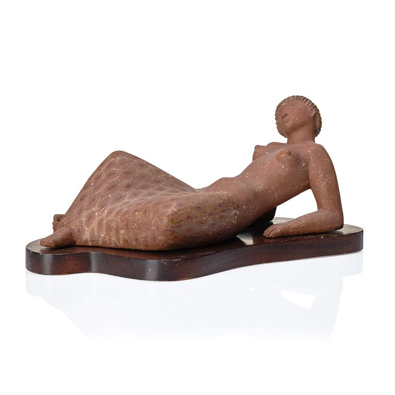 Stig Lindberg, a stoneware sculpture of a female figure, Gustavsberg studio, Sweden, mid 1900's.