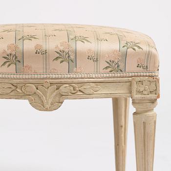 Two Gustavian matching stools, Stockholm, second part of the 18th century.