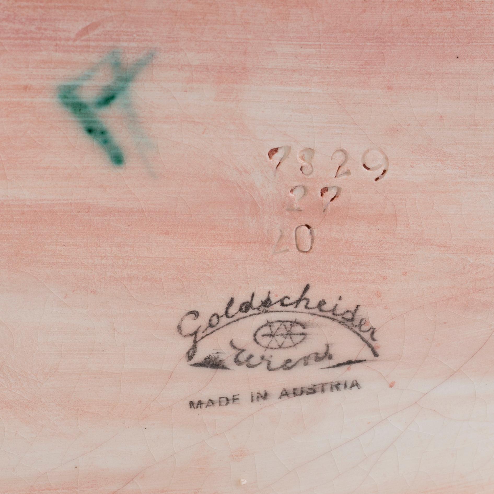 GOLDSCHEIDER, an earthenware craquelure glazed sculpture of horses, Austria.