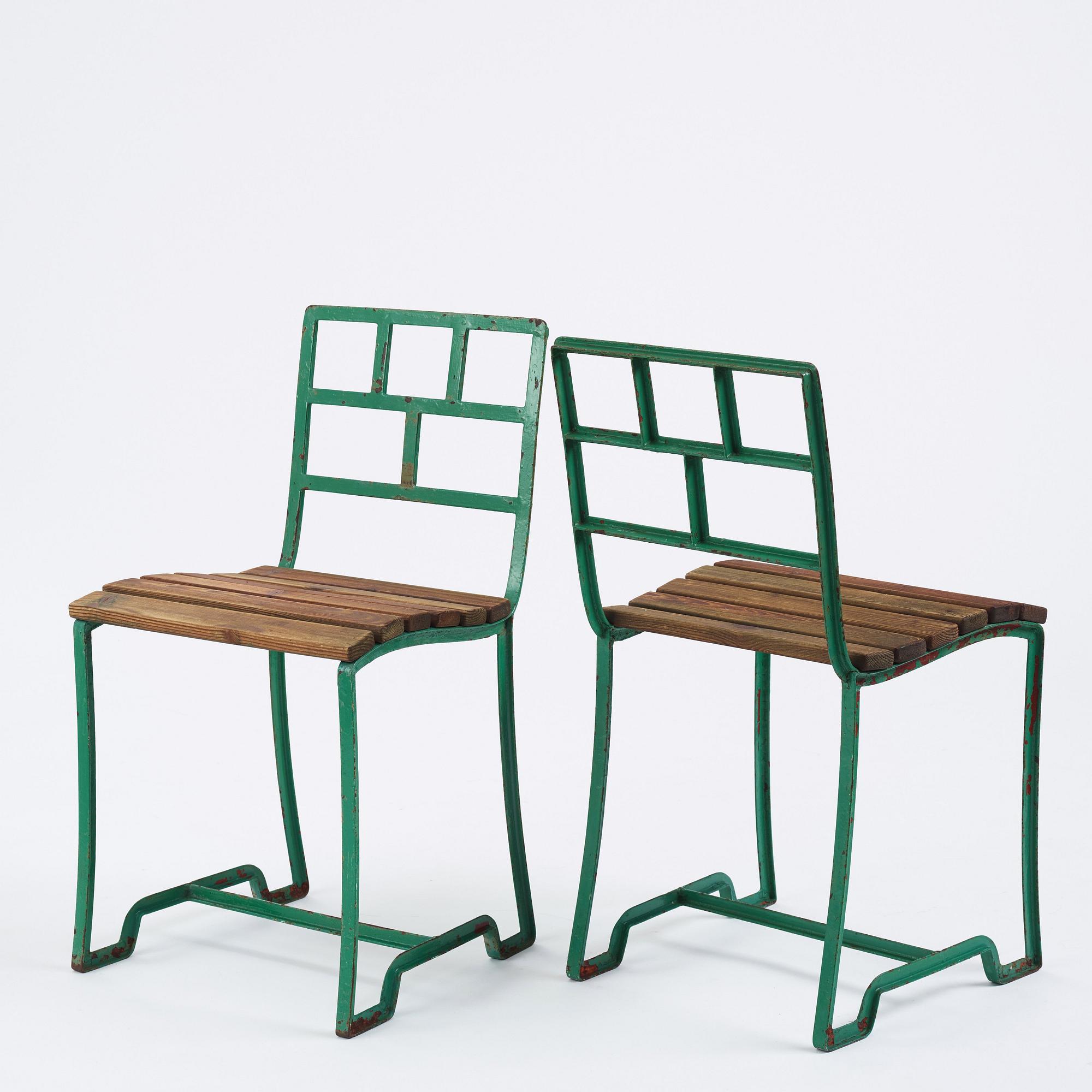 Carl Hörvik, a pair of garden chairs,  Sweden ca 1927-1929.