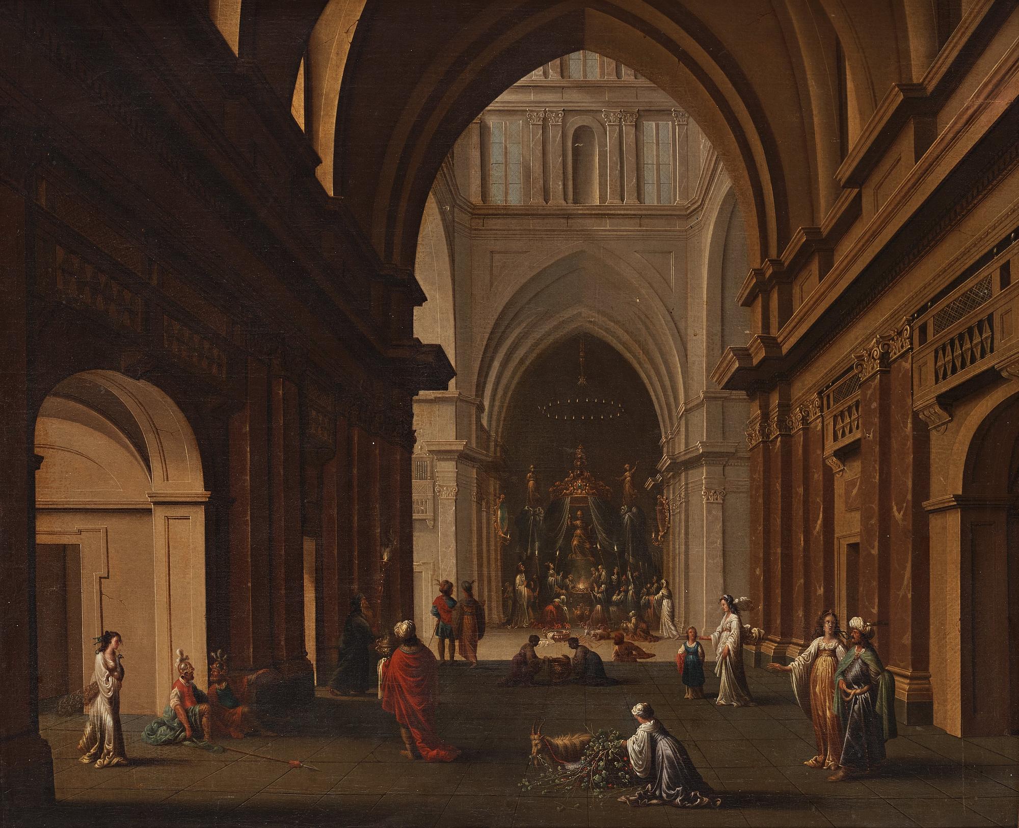 Jacob Ferdinand Saeys Hans krets, Kyrkointeriör med figurer.