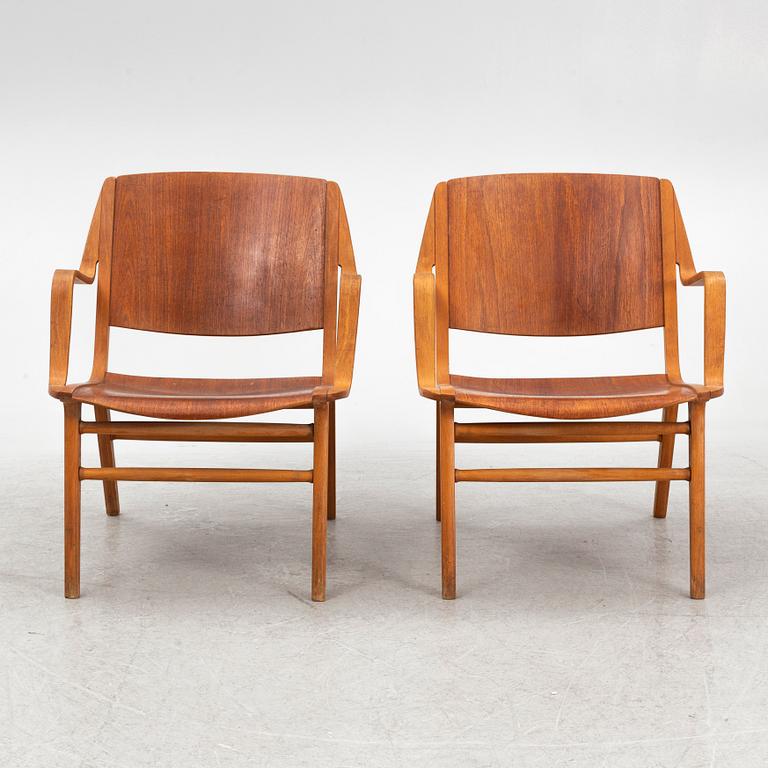 Peter Hvidt & Orla Mølgaard Nielsen, karmstolar, ett par, "Ax Chair", Fritz Hansen, Danmark, 1950-/60-tal.