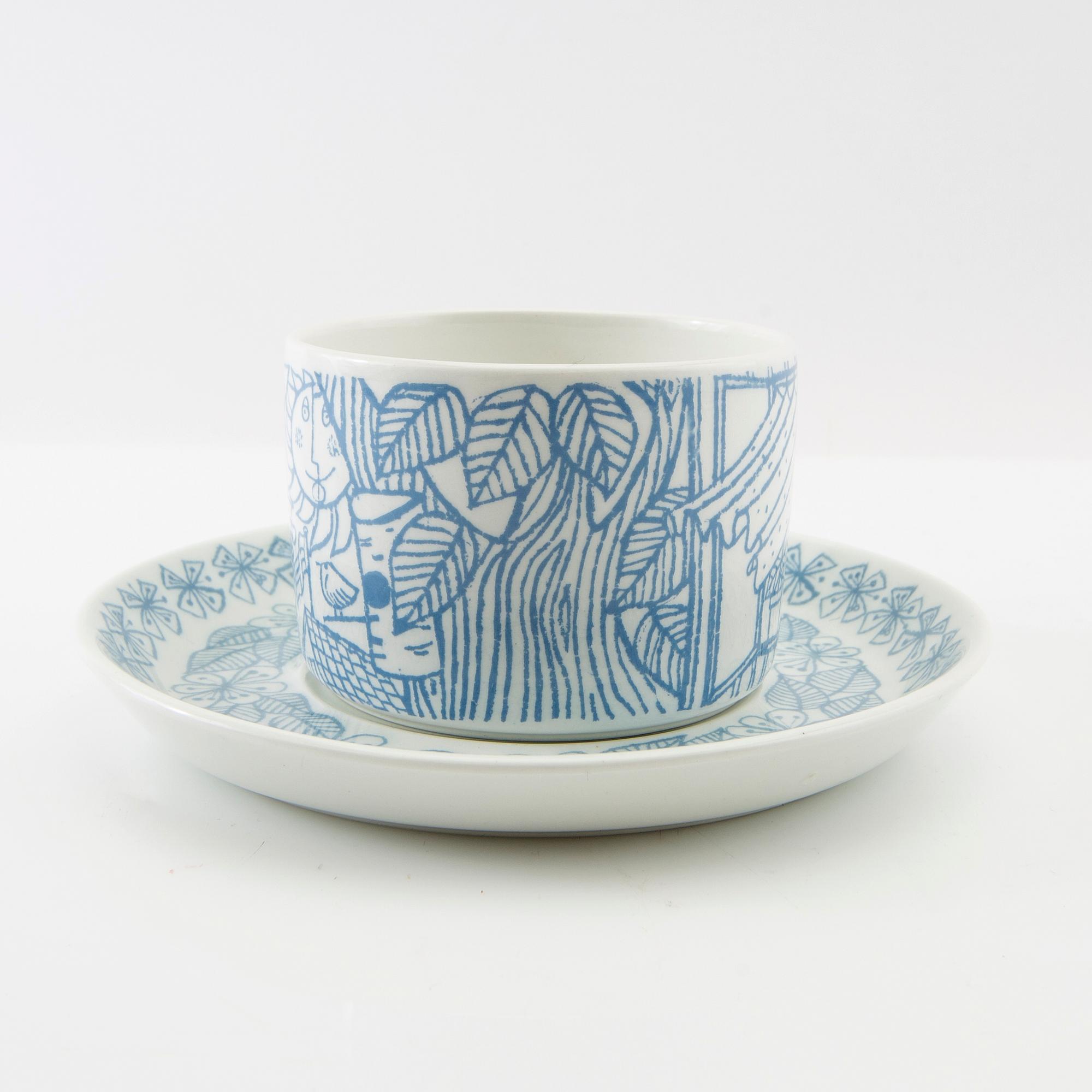 Stig Lindberg, tea cups 8 pcs "Boro" Gustavsberg stoneware 1960s.